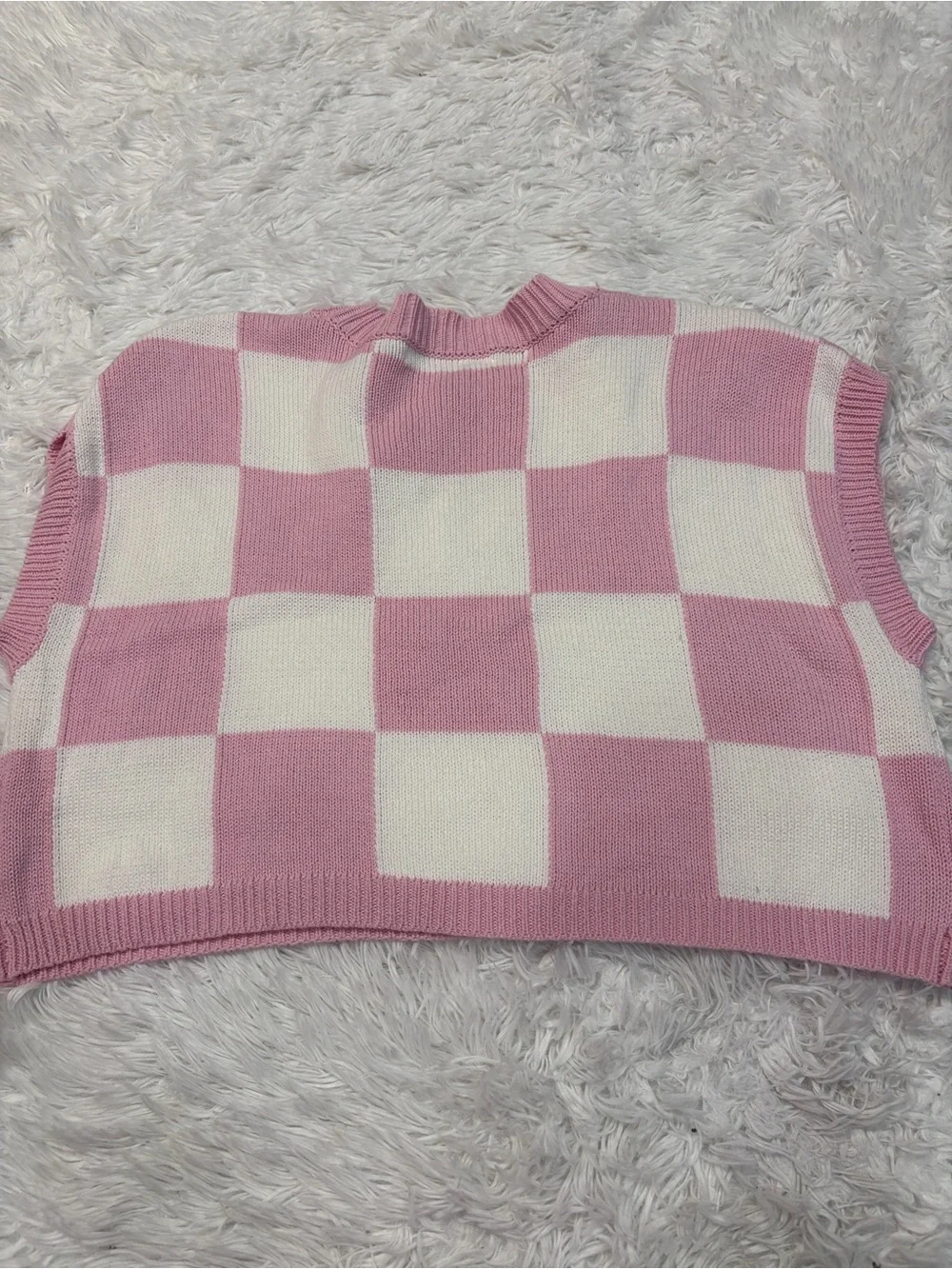 Altard State Checkered Pink Sleeveless Sweater Vest - Picture 4 of 4